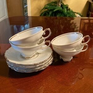 Estate Porcelain‎ Symphony teacup saucer silver trim